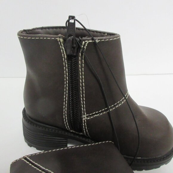 Kid Connection Toddler Girls Brown Zipper Shelby Boots Sz 7 Man Made Sintetico - Picture 3 of 5